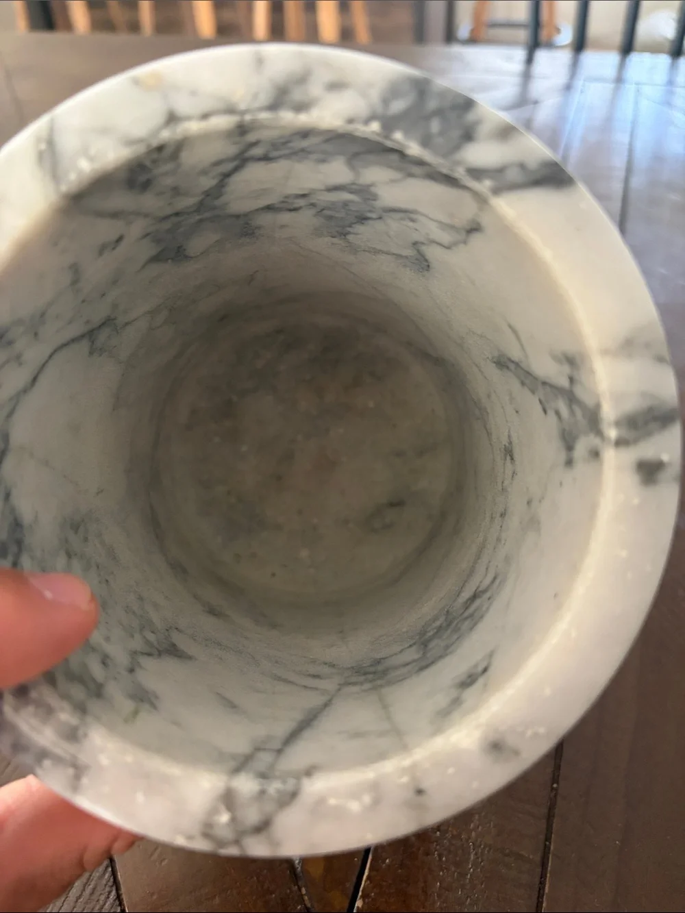 8.5 inch marble vein gray cannister cylinder with suction lid